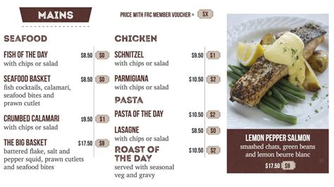 Casino Launceston Menu